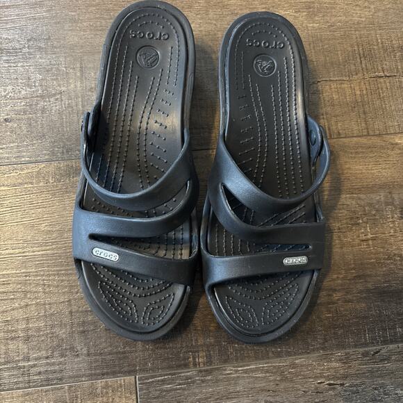 Women’s Croc Sandals Patricia Wedge 9 Black - Picture 1 of 5